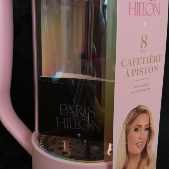 Brand New Paris Hilton Pink 8 Cup Coffee Press Temp Safe (Iridescent) Glass - Picture 3 of 3